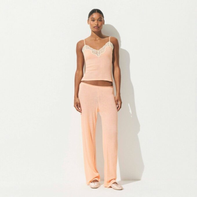 Transparentes Rippspitzen-Top Transparentes Rippspitzen-Top