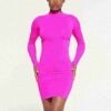Weiches, glattes, nahtloses Minikleid mit Rollkragen Weiches, glattes, nahtloses Minikleid mit Rollkragen