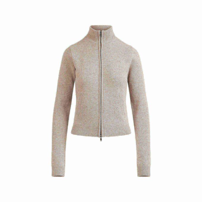 Woll-Kaschmir-Pullover mit Reißverschluss und Stehkragen Woll-Kaschmir-Pullover mit Reißverschluss und Stehkragen